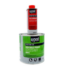 Акриловий ґрунт U-Pol S2025 4+1 білий 1л + затверджувач S2030 швидкий 0,25л (комплект)