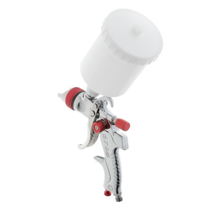 Пневматичний краскопульт HVLP з трьома наборами форсунок - 1,3мм, 1,4мм, 1,7мм, пластиковий бачок, 3бар INTERTOOL PT-0153