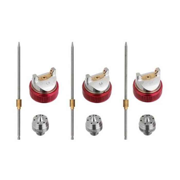 Пневматичний краскопульт HVLP з трьома наборами форсунок - 1,3мм, 1,4мм, 1,7мм, пластиковий бачок, 3бар INTERTOOL PT-0153