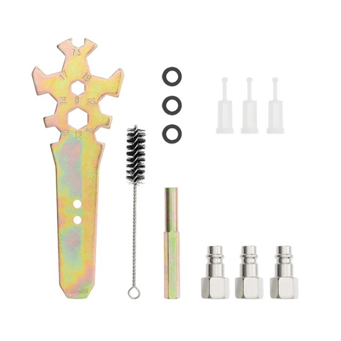 Набір з 3-х фарбопультів HVLP, 0,8мм, 1,3мм, 1,7мм, регулятор тиску, два пластикові та один металевий бачок INTERTOOL PT-1505