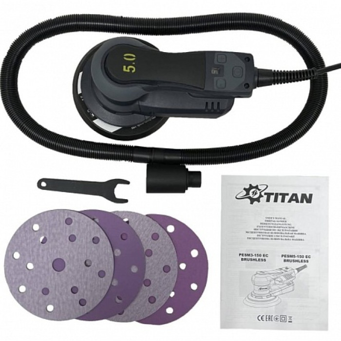 Ексцентрикова шліфувальна машина Titan PESM3-150 EC Brushless з безщітковим мотором