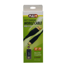 Кабель PULSO USB - Micro USB 3А, 2м, black (швидка зарядка/передача даних) (CC-4202M BK)