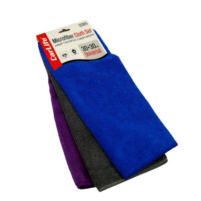 Набір універсальних серветок з мікрофібри CarLife CC925 3шт 30x30 см