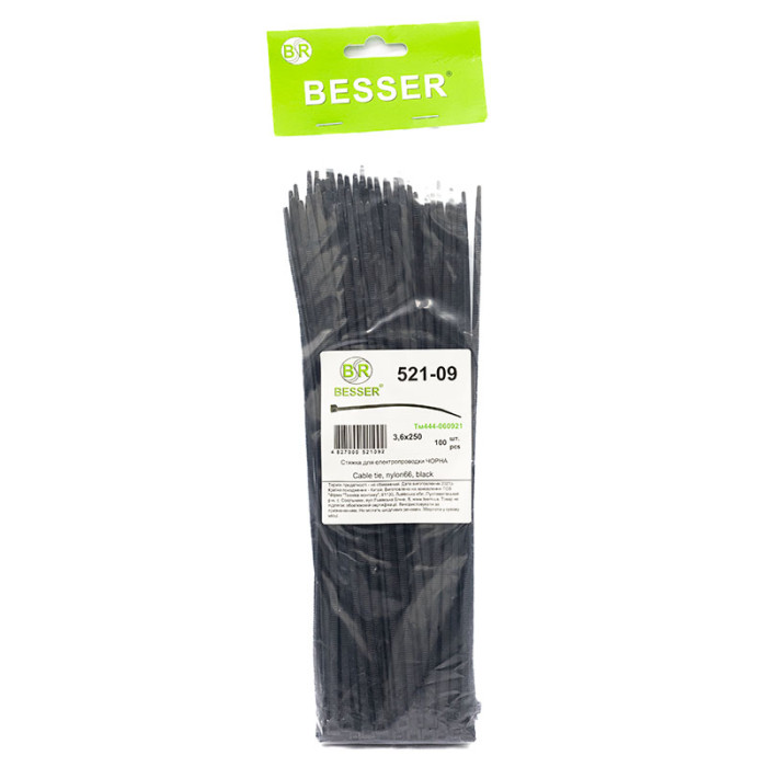 Хомути пластикові чорні 3,6*250(100шт) BESSER 521-09