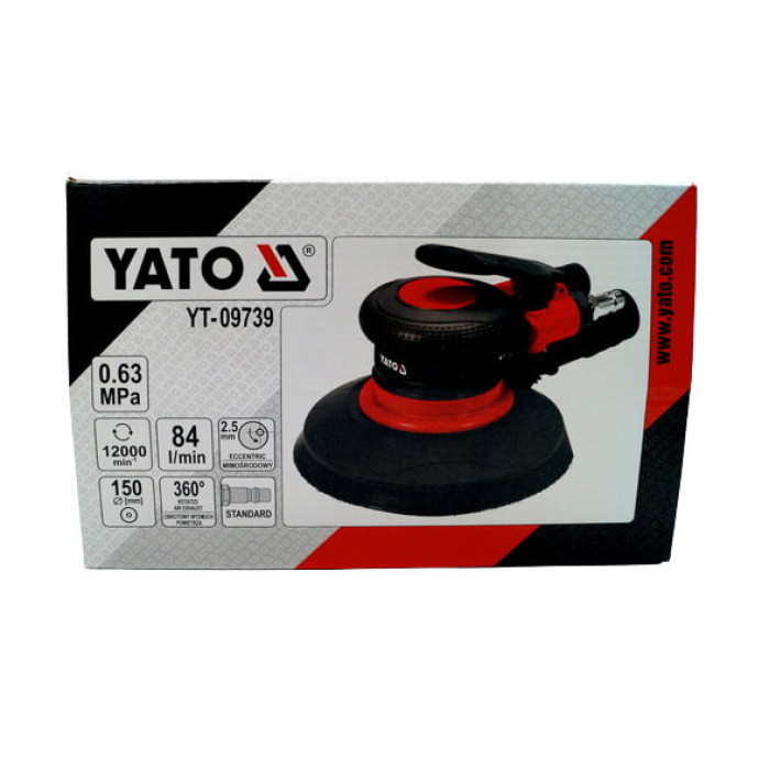 Шліфувальна машина пневматична, ексцентрикова YATO YT-09739, з диском Ø 150 мм, 84 л/хв