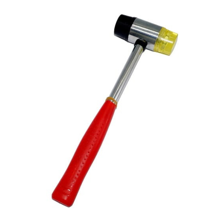 Молоток рихтувальний 35мм з металевою рукояткою, гумовий та поліуретановий змінні бойки. INTERTOOL HT-0238