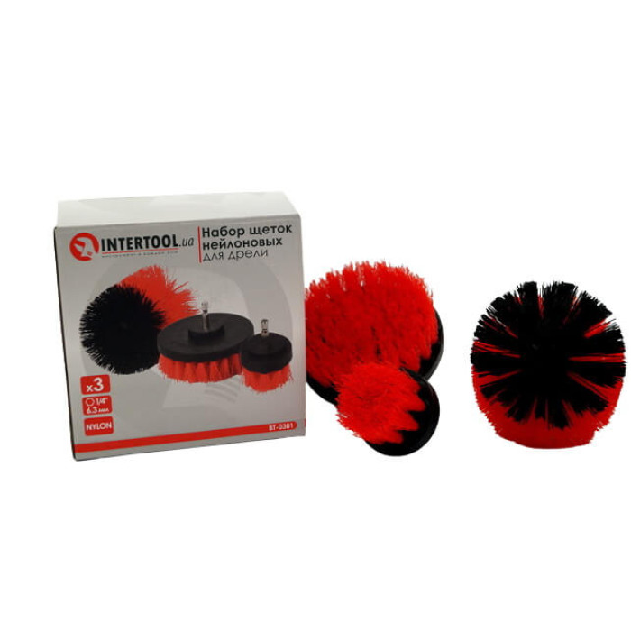 Набір щіток нейлонових для дриля, 5, 8, 10мм INTERTOOL BT-0301