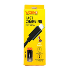 Кабель USB VOIN Lightning 3A 2м Quick Charge чорний (арт. CC-1802L ВК)