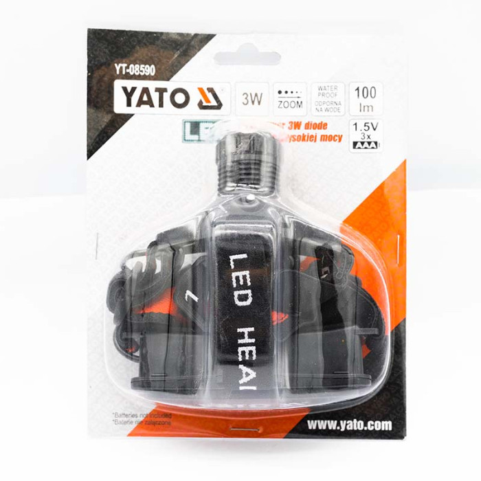 Ліхтар налобний 3 Вт YATO YT-08590