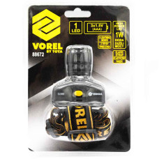 Ліхтар на лоб Vorel 1 LED лампа 1W 3-функціональний (DW)