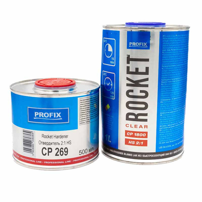 Лак СР 1800 Rocket (швидкий) 2K HS 2:1, комплект із затверджувачем 1л + 0,5л