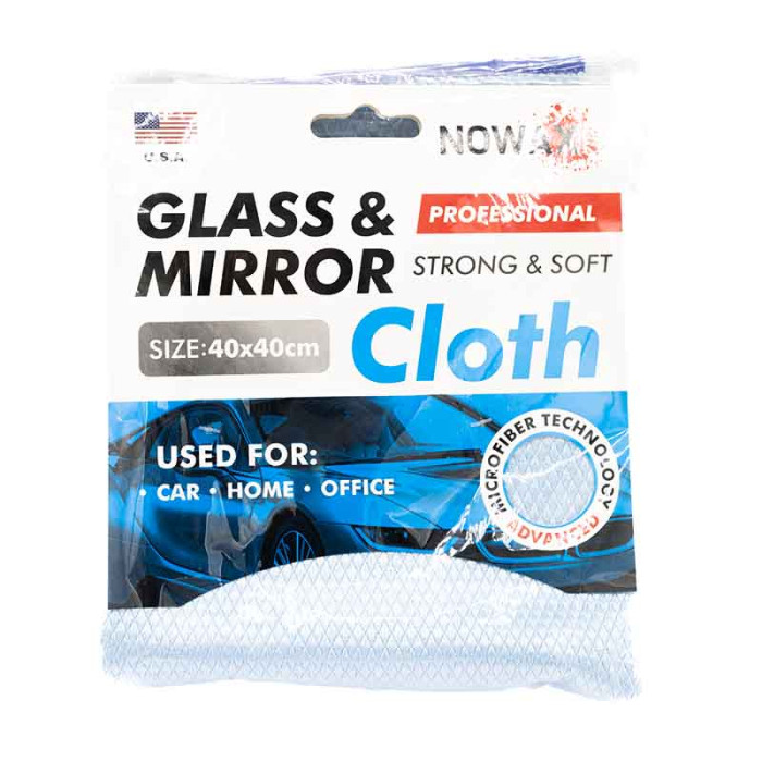 Ганчірка з мікрофібри для скла, 'For Glass & Mirror' NOWAX, 40x40см, синя