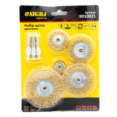 Набір конусних щіток із рифленого дроту Sigma 25.38.50.65.75мм, 6мм латунь (5шт у наборі)
