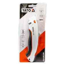 Ніж будівельний YATO висувне трапецеподібне лезо + 3 леза в компл, H=33мм, L=61мм (арт. YT-75201)