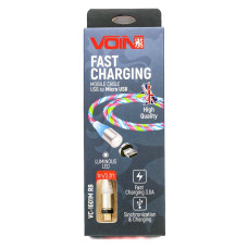 Кабель магнітний Multcolor LEDi VOIN USB - Micro USB 3A, 1m, (швидка зарядка/передача даних)