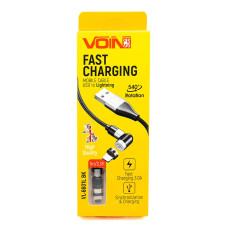 Кабель магнітний шарнірний VOIN VL-6601L BK USB - Lightning 3А, 1м, black (швидка зарядка/передача даних)
