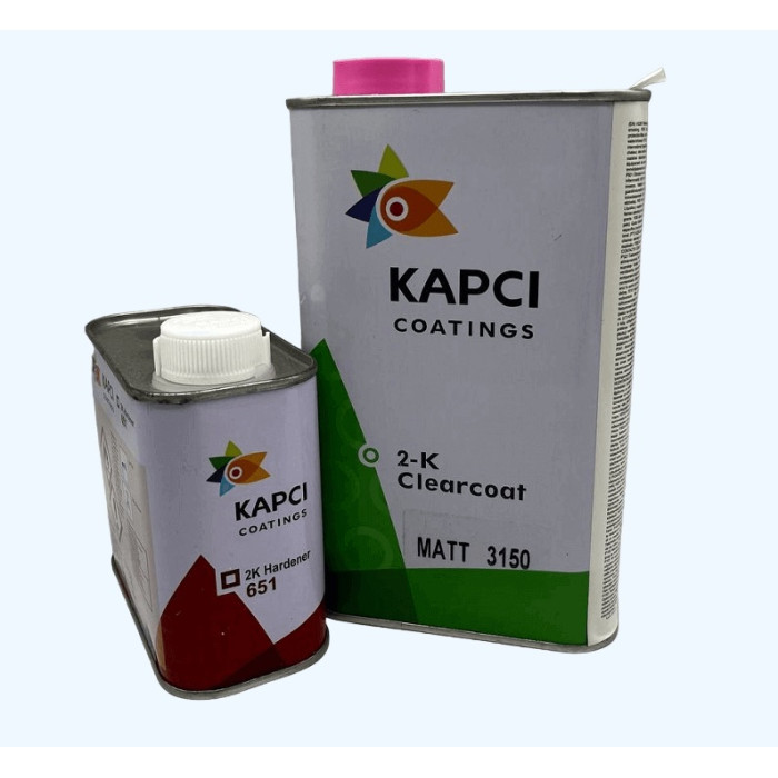 Лак акриловий напівматовий 1л KAPCI 3150 2K + відп. 651 2K Kapci 0.5л