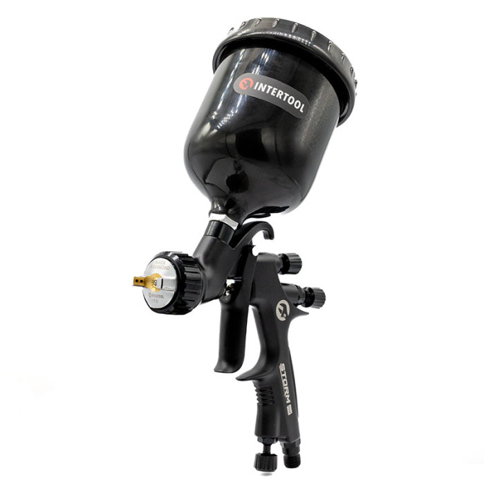 Пневматичний фарборозпилювач HVLP BLACK M-DIAMOND, форсунка 1.3 мм, INTERTOOL PT-0163