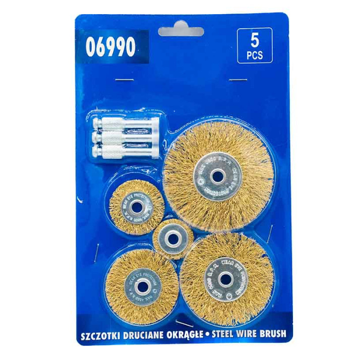 Набір дискових щіток з рифленого дроту (5 шт) VOREL 06990