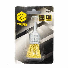 Щітка пряма з рефленого дроту зі стрижнем до дриля VOREL d-24 мм 06992