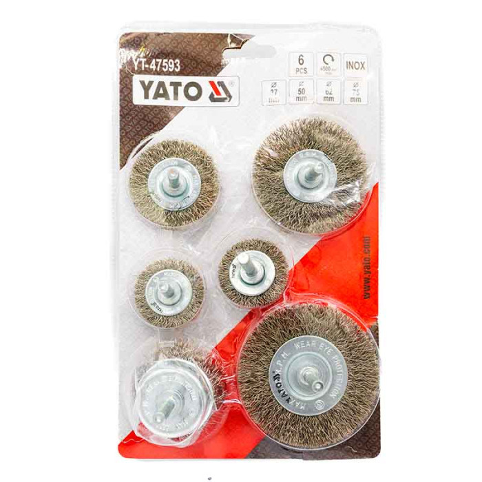 Набір щіток із рефленого дроту (6шт) YATO (нержавіюча сталь)