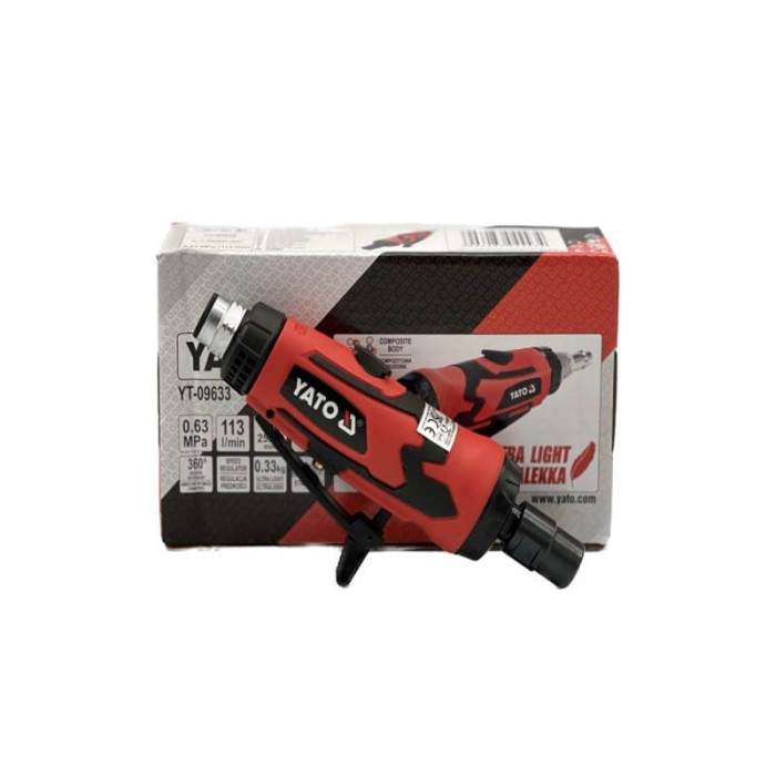 Шліфмашинка пневматична ексцентрикова пряма - YATO зі шпинделем 6мм, 1.4, 6.3 bar 113лхв