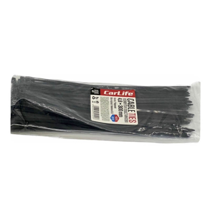 Хомути пластикові чорні 4,8*300 CARLIFE ПОШТУЧНО