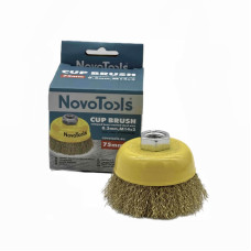 Щітка чашкова із рифленого дроту NovoTools 75 мм М14 (латунь) арт. NTWB7514BC