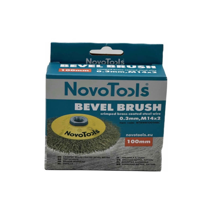 Щітка конусна із рифленого дроту NovoTools 100 мм М14 латунь (арт. NTBWB10014BC)