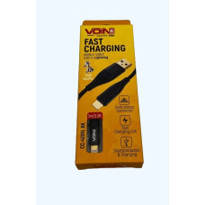 Кабель VOIN USB - Lightning 3А, 1м, чорний (арт. CC-4201L BK)