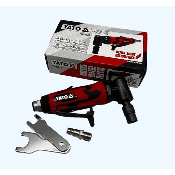 Шліфмашинка пневматична кутова - YATO, 1/4», патрон 6мм