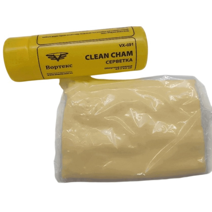 Салфетка искусственная замша 43 х 63 см VORTEX желтая (влажная в тубе)