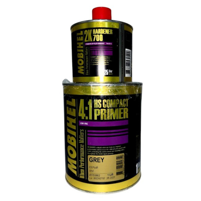 Грунт акриловий Mobihel 2K HS 4:1, 1л. + затверджувач 700 0,25л Сірий, наповнювач