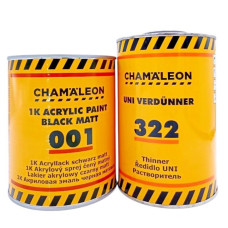Фарба акрилова CHAMALEON 001 1K чорна матова 1л + розчинник