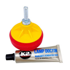 Набір К2 догляду за фарами: поліроль для фар + губка з адаптером