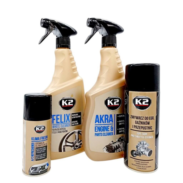 Набір К2 для очищення автомобіля: очищувачі двигуна, дисків, карбюратора та кондиціонера