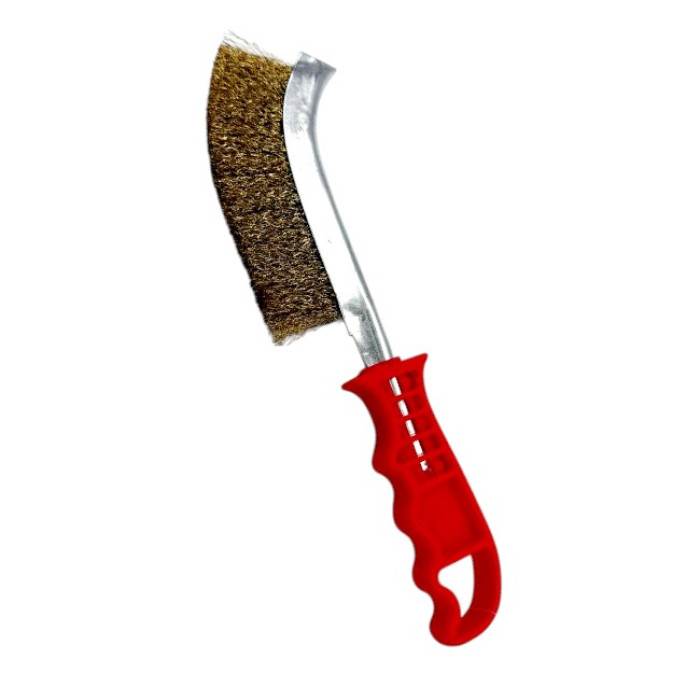 Щітка дротяна металева з пластмасовою ручкою NovoTools 250 мм червона