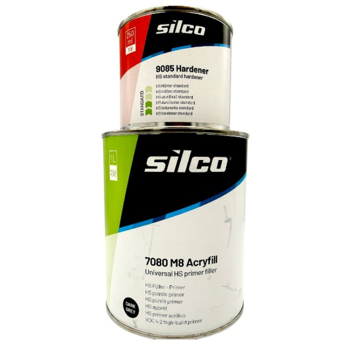 Грунт акриловий Темно-сірий Silco 7080 HS M8 4+1, (1л.+затв. 9085 0,25л.)