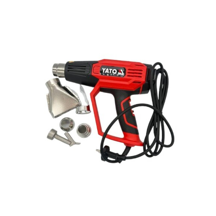 Фен технічний мережевий YATO 2 кВт, 50-600 ° С, 250-500 л / хв, 7 режимів температури + 5 насадок