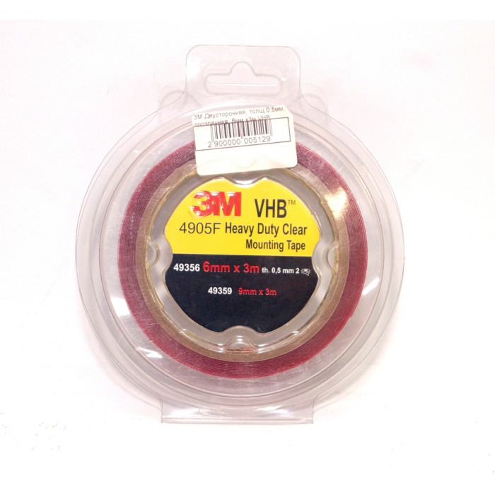 Двостороння клейка стрічка 3M 4905 прозора, товщина 0,5 мм