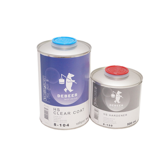Акриловий лак для авто DEBEER 8-104 HS CLEAR COAT 1л з отворювачем в комплекті